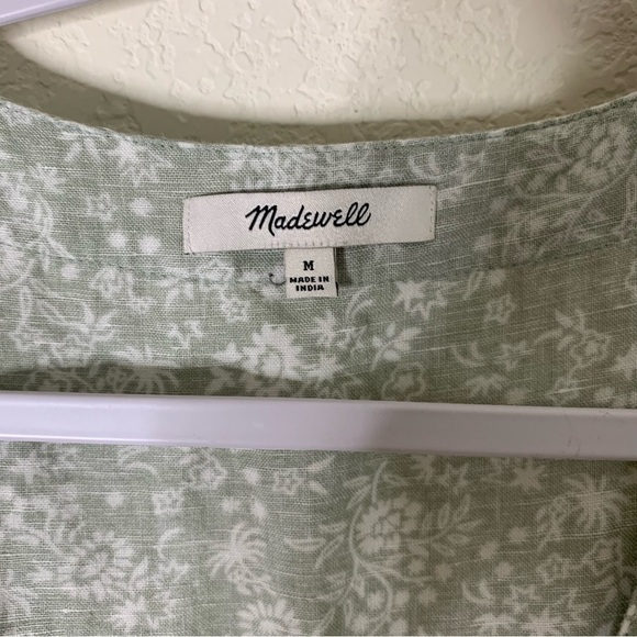 Madewell Madewell Linen-Blend Ruffle-Sleeve Wrap Midi Dress in Piazza Floral - Picture 6 of 10